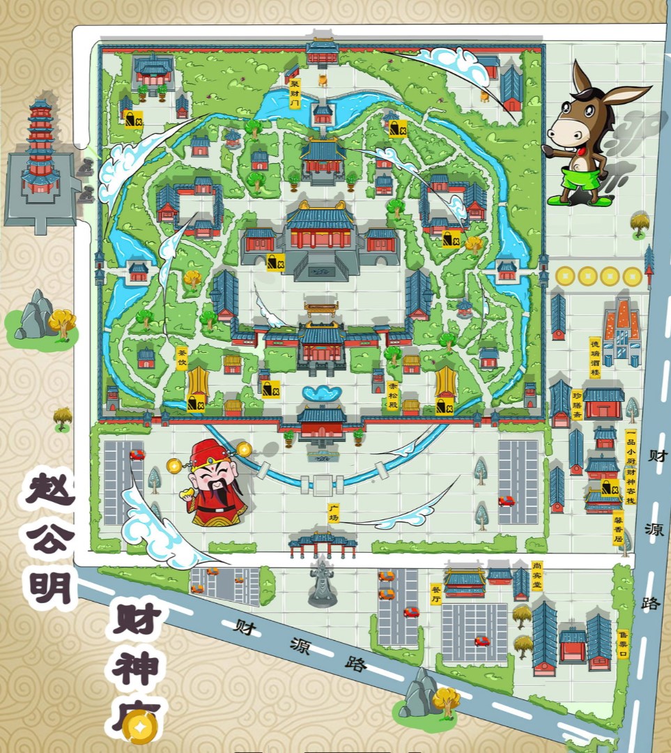商州寺庙类手绘地图